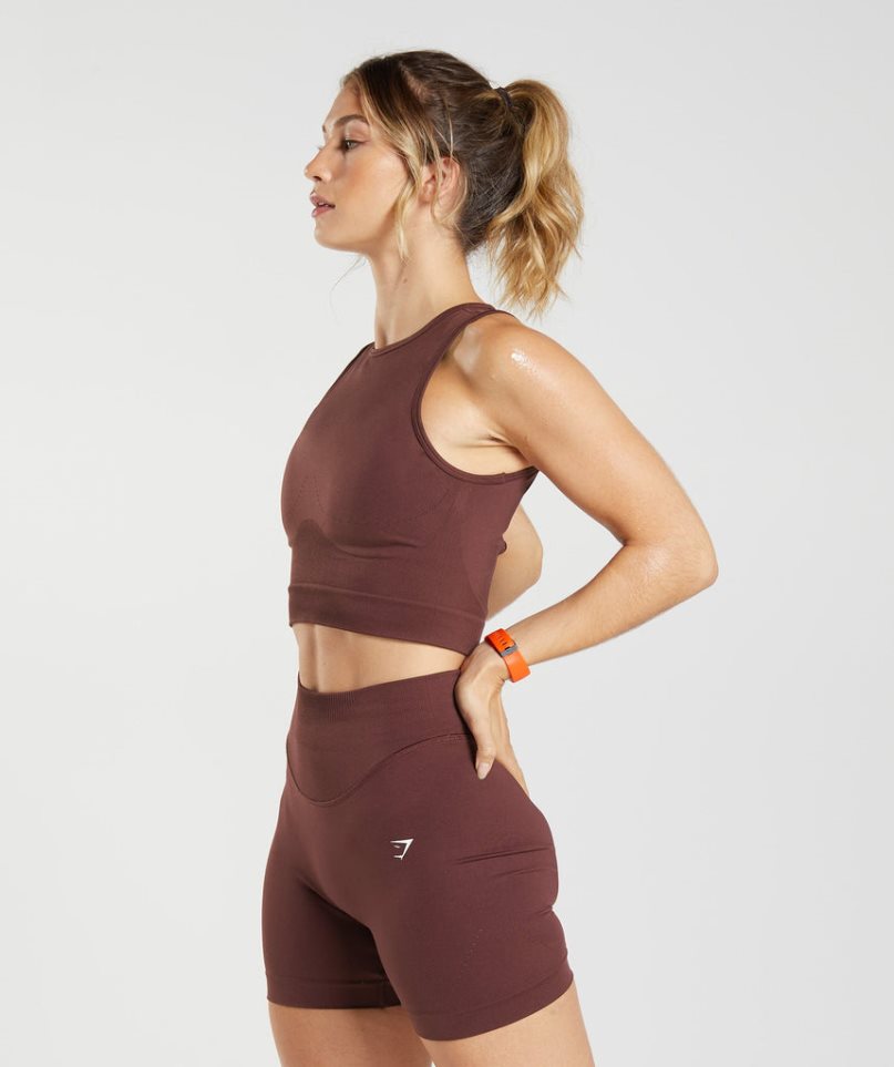 Women's Gymshark Sweat Seamless Midi Tanks Burgundy | NZ 4OIZRF